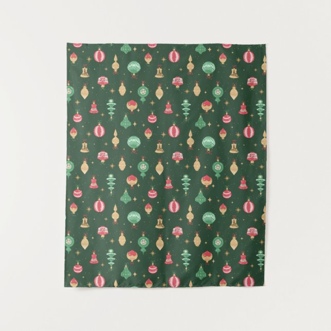 Vintage Style Christmas Ornament Pattern - Green Tapestry (Front)