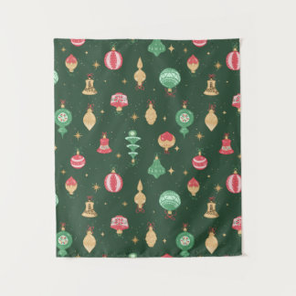 Vintage Style Christmas Ornament Pattern - Green Tapestry