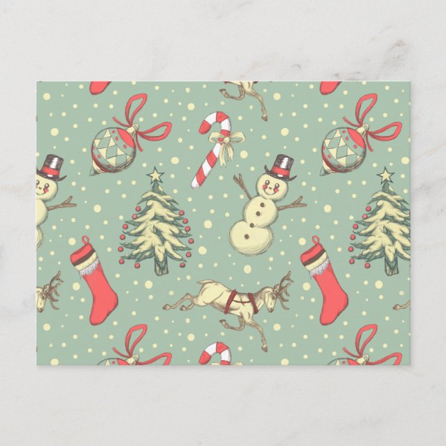 Vintage Style Christmas Postcard (Front)