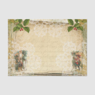 Vintage Style Christmas Santa, Child and Writing Tissue Paper