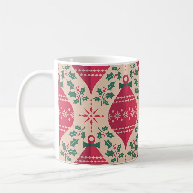 Vintage Style Christmas Seamless Pattern Coffee Mug (Left)
