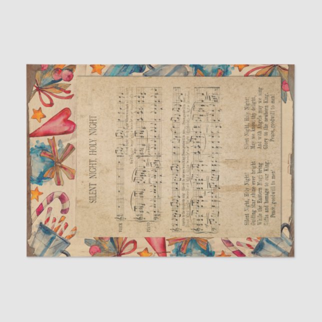Vintage Style Christmas Sheet Music Silent Night (Front)