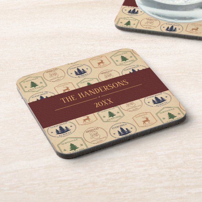 Vintage Style Christmas Stamp Coaster (Left Side)