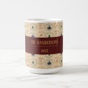 Vintage Style Christmas Stamp Coffee Mug