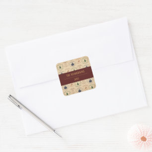 Vintage Style Christmas Stamp Square Sticker