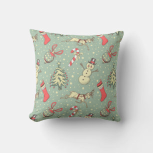 Vintage Style Christmas Throw Pillow