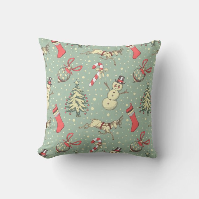 Vintage Style Christmas Throw Pillow (Front)