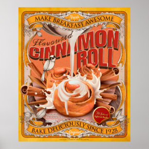 Vintage-style Cinnamon Roll Ad Poster