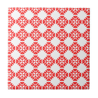 Vintage Style Classic Damask Pattern Print : Red Tile