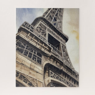 Vintage Style Close-up Eiffel Tower Paris Travel Jigsaw Puzzle