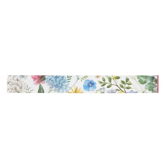 Vintage Style Colourful Floral Design Satin Ribbon (Front)