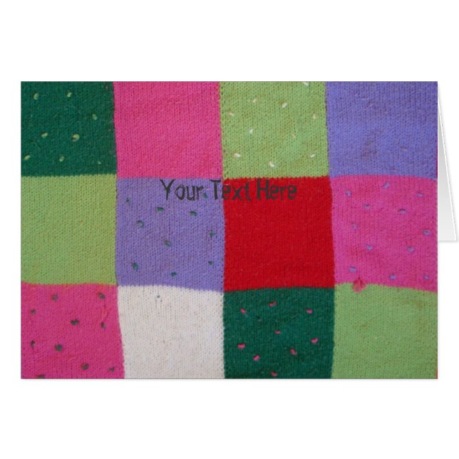 vintage style colourful knitted patchwork squares (Front Horizontal)