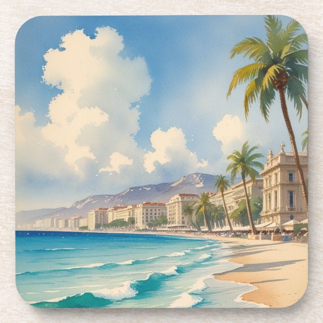 Vintage Style Cote D'Azur French Travel  Coaster (Front)