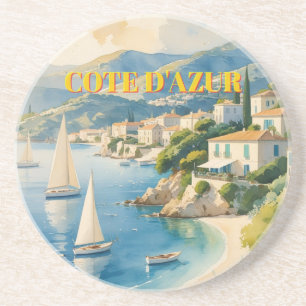 Vintage Style Cote D'Azur French Travel Coaster