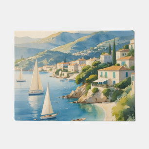 Vintage Style Cote D'Azur French Travel  Doormat