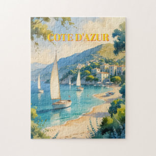 Vintage Style Cote D'Azur French Travel Jigsaw Puzzle