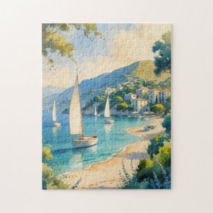 Vintage Style Cote D'Azur French Travel Jigsaw Puzzle