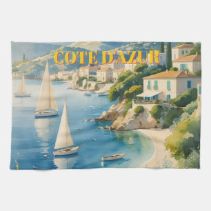 Vintage Style Cote D'Azur French Travel Kitchen Towel