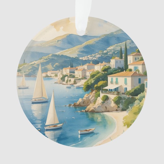 Vintage Style Cote D'Azur French Travel  Ornament (Front)