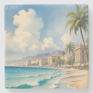 Vintage Style Cote D'Azur French Travel Stone Coaster
