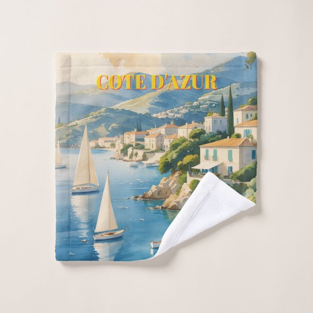 Vintage Style Cote D'Azur French Travel  Wash Cloth (Wash Cloth)