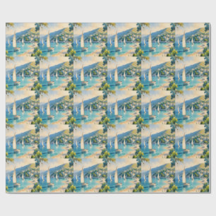 Vintage Style Cote D'Azur French Travel Wrapping Paper