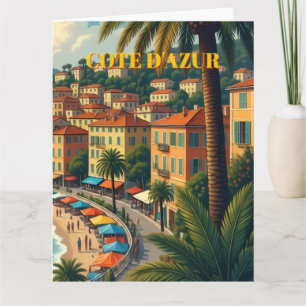 Vintage Style Cote D'Azur Travel Illustration Card