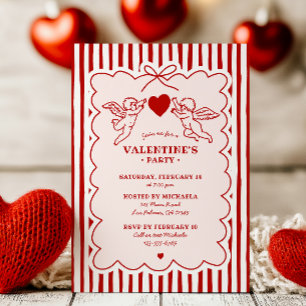 Vintage Style Cupid Doodles Valentine's Day Party Invitation