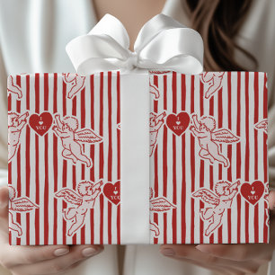 Vintage Style Cupid Doodles Valentine's Day Wrapping Paper