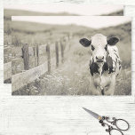 Vintage Style Dairy Cow in a Field Decoupage Tissue Paper<br><div class="desc">This digitally created artwork features a vintage-style dairy cow standing in a peaceful field,  designed with an antique look reminiscent of classic farm image. The aged textures and muted tones give it a rustic charm,  making it perfect for farmhouse and country-inspired decor.</div>
