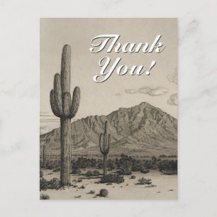 Vintage Style Desert Scene + "Thank You" Postcard