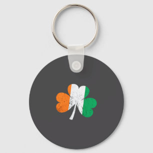Vintage Style Distress Ireland Flag, Irish Shamroc Keychain