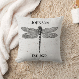 Vintage Style Dragonfly Signature Throw Pillow