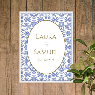 Vintage-style Dusty Blue and White Wedding Poster