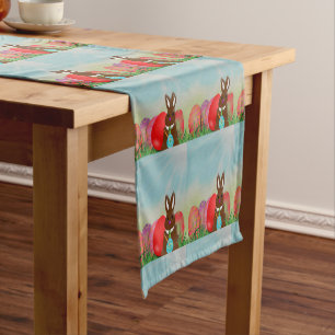 Vintage Style Easter Bunny and Eggs Table Runner
