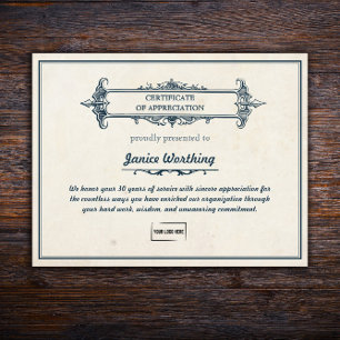 Vintage Style Editable Employee Award Certificate 