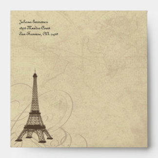 Vintage Style Eiffel Tower Paris Square Envelopes