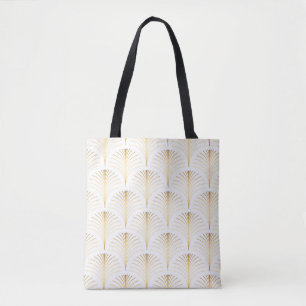 Vintage style elegant floral art deco repeat fan p tote bag