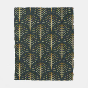 Vintage style elegant seamless art deco repeat fan fleece blanket