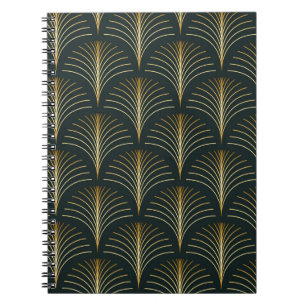 Vintage style elegant seamless art deco repeat fan notebook
