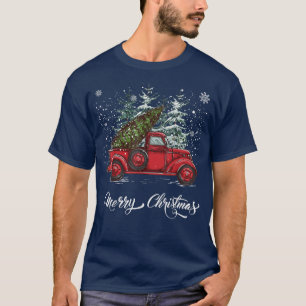 Vintage Style Farm Red Truck with Christmas Tree M T-Shirt