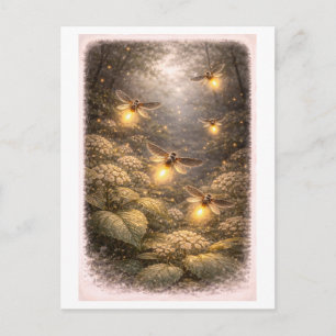 Vintage-Style Firefly Illustration Postcard