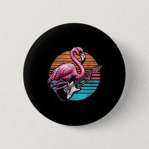 Vintage Style Flamingo Playing Guitar Rock And Rol 2 Inch Round Button