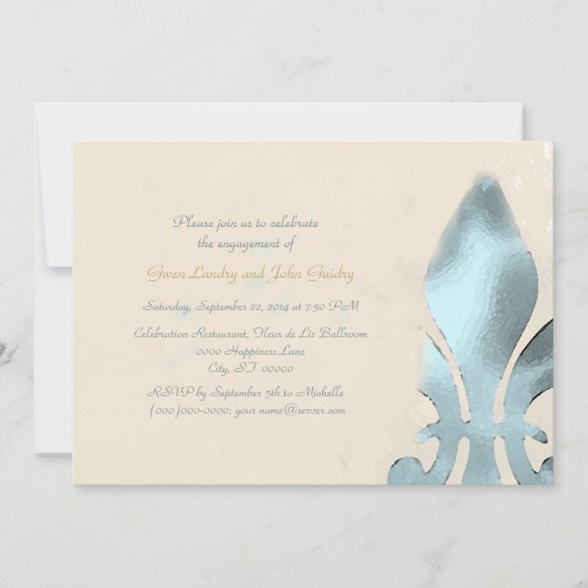 Vintage Style Fleur de Lis Engagement Party Invitation (Front)