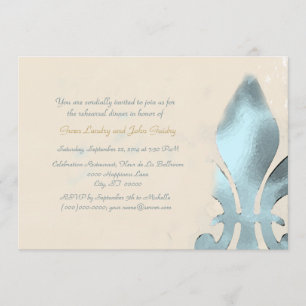 Vintage Style Fleur de Lis Rehearsal Dinner Invitation