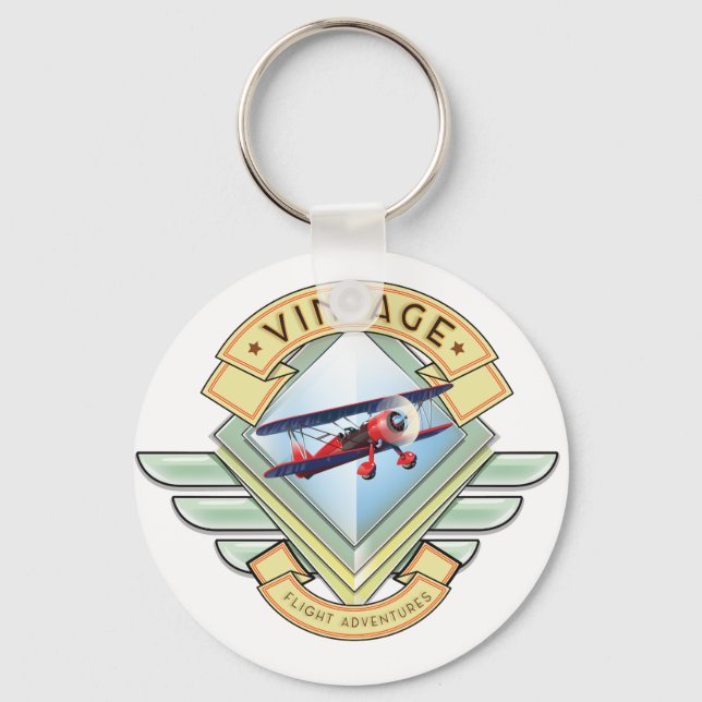 Vintage style flight badge keychain (Front)