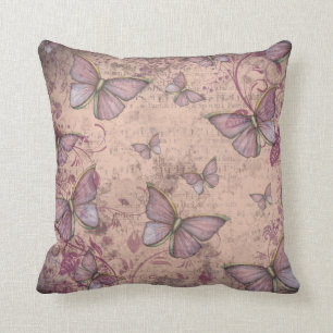 Vintage Style Floral and Butterflies Pillow