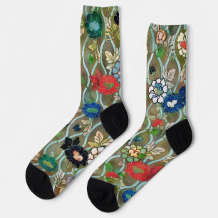 Vintage Style Floral Art Colourful Socks