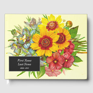 Vintage Style Floral Funeral Remembrance Guestbook