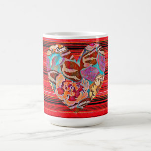 Vintage Style Floral Heart Mug Coffee Cup